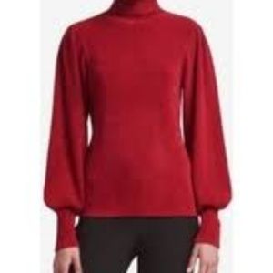 DKNY red chenille turtleneck sweater